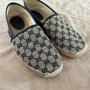 Gucci gray/blue 466903 Men's GG Guccissima Canvas Espadrilles (Gucci size 9.5)
